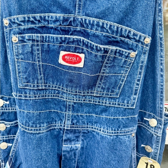 VTG Deadstock Youth Revolt Overalls w/ Side Stripes sz18 - Picture 7 of 9